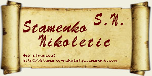 Stamenko Nikoletić vizit kartica